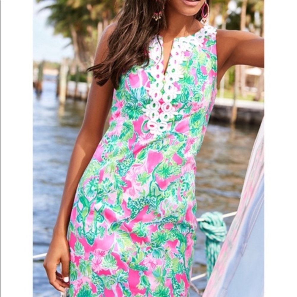 Lilly Pulitzer Gabby Shift Catty Shack-Size 6